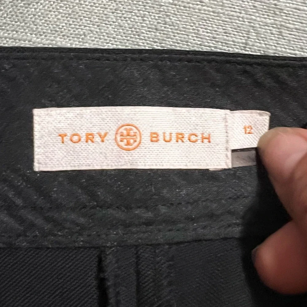 Tory Burch Black Wool Blend Wide Leg Trousers Pants Size 12